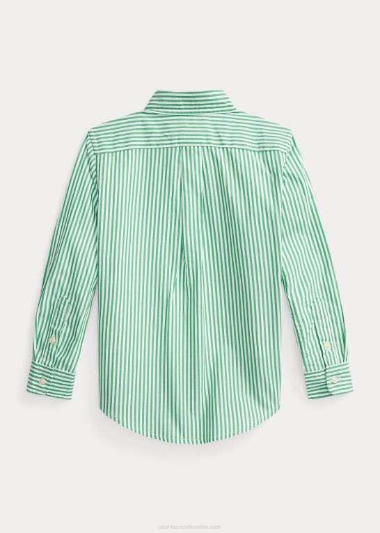grøn/hvid børn Ralph Lauren stribet poplinskjorte i bomuld Z426B6463