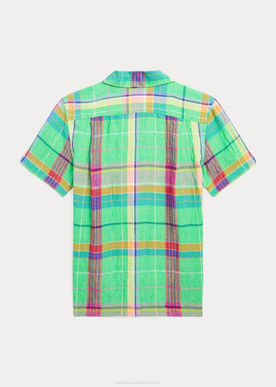 grøn/pink multi børn Ralph Lauren ternet lejrskjorte i hør Z426B6614