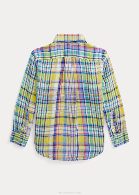gul/grøn multi børn Ralph Lauren plaid linned skjorte Z426B6471