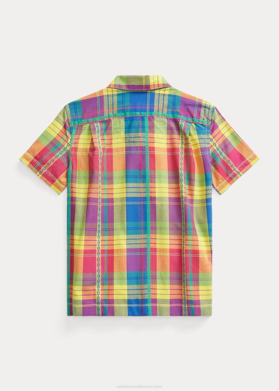 gul/rød multi børn Ralph Lauren bomuld madras camp skjorte Z426B6148
