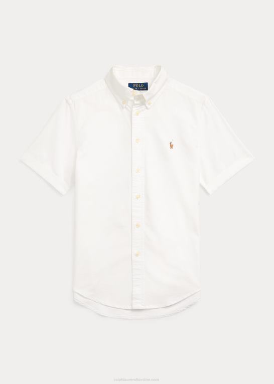 hvid børn Ralph Lauren oxford kortærmet skjorte i bomuld Z426B6080