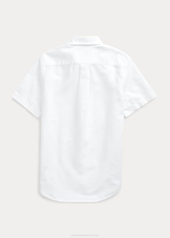 hvid børn Ralph Lauren oxford kortærmet uniformsskjorte i bomuld Z426B6075