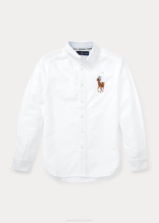 hvid børn Ralph Lauren stor pony bomuld oxford skjorte Z426B6306
