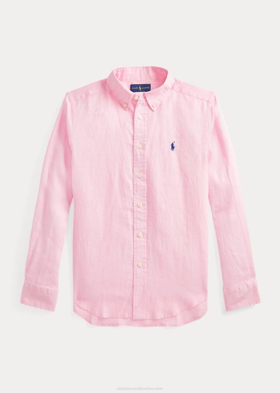karmel pink børn Ralph Lauren linned skjorte Z426B5637