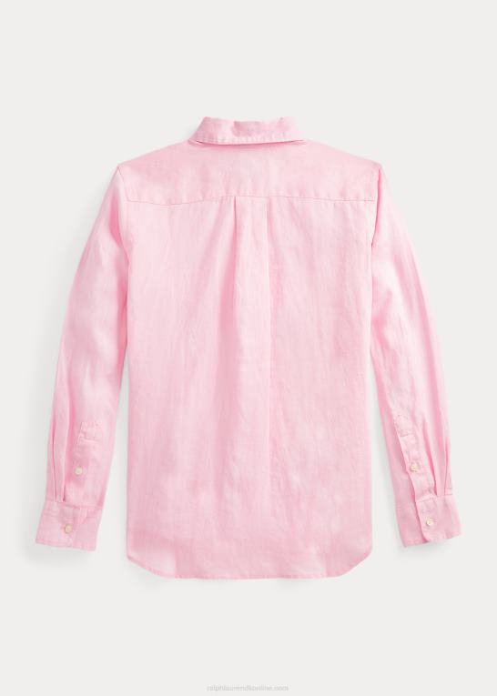 karmel pink børn Ralph Lauren linned skjorte Z426B5637