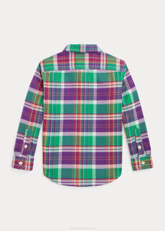 lilla/grøn multi børn Ralph Lauren plaid arbejdsskjorte i flannel Z426B6534