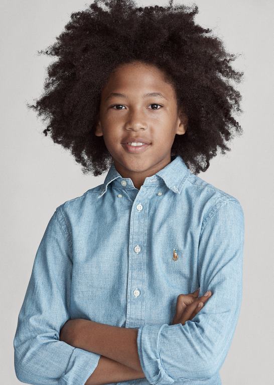 lyseblå børn Ralph Lauren chambray skjorte i bomuld Z426B6070