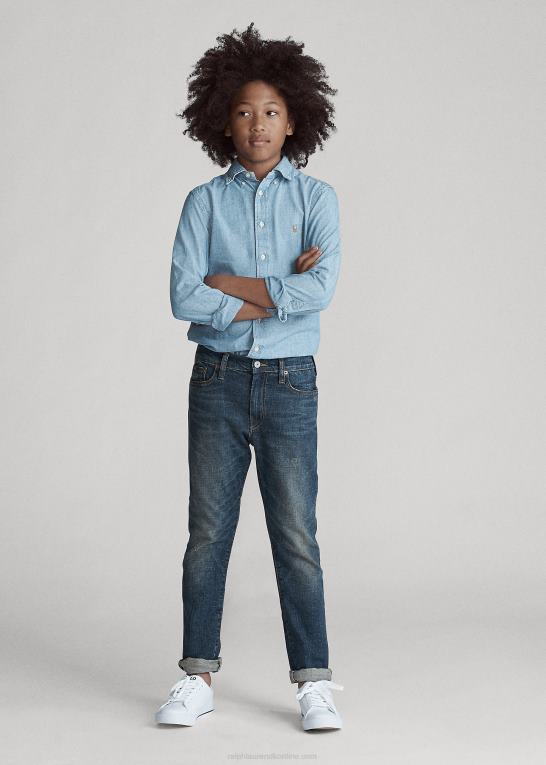 lyseblå børn Ralph Lauren chambray skjorte i bomuld Z426B6070