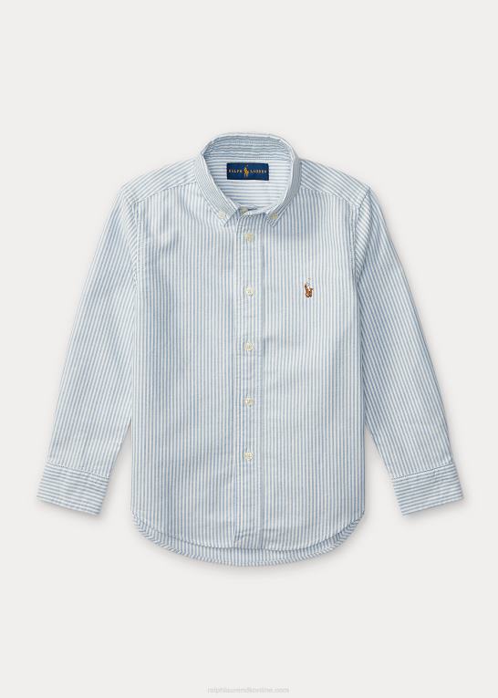 lyseblå stribe børn Ralph Lauren stribet oxfordskjorte i bomuld Z426B5948