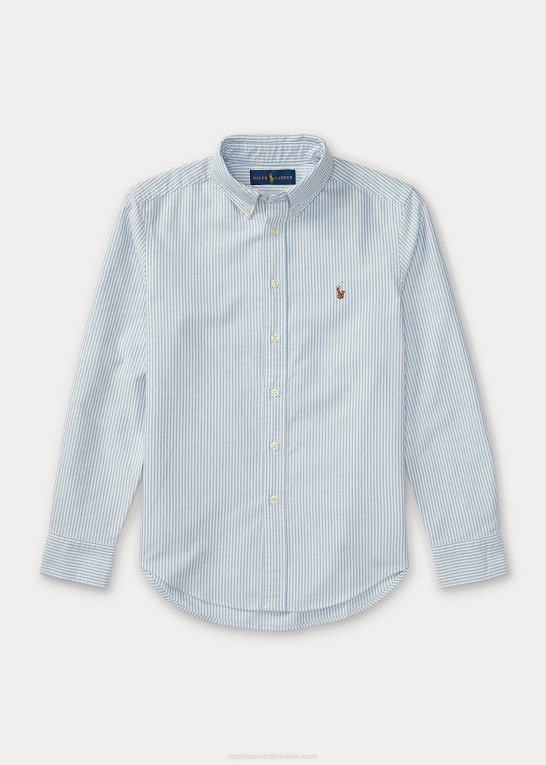 lyseblå stribe børn Ralph Lauren stribet oxfordskjorte i bomuld Z426B6311