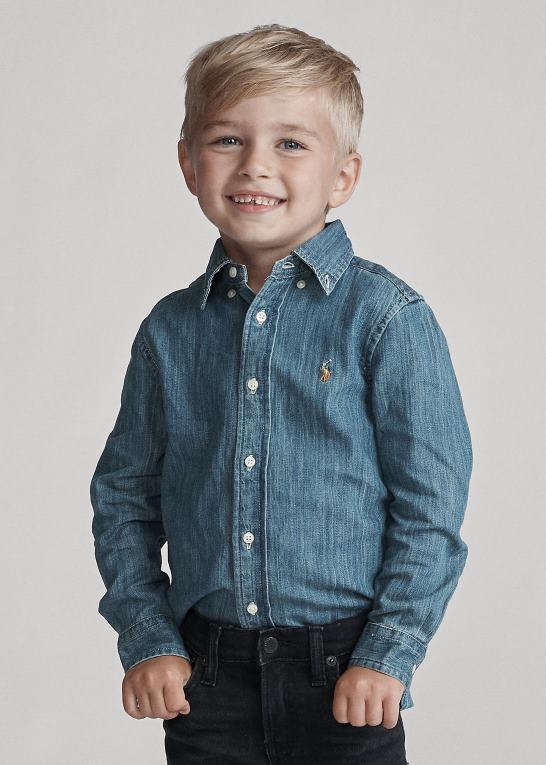 mørkeblå børn Ralph Lauren denimskjorte i bomuld Z426B5708