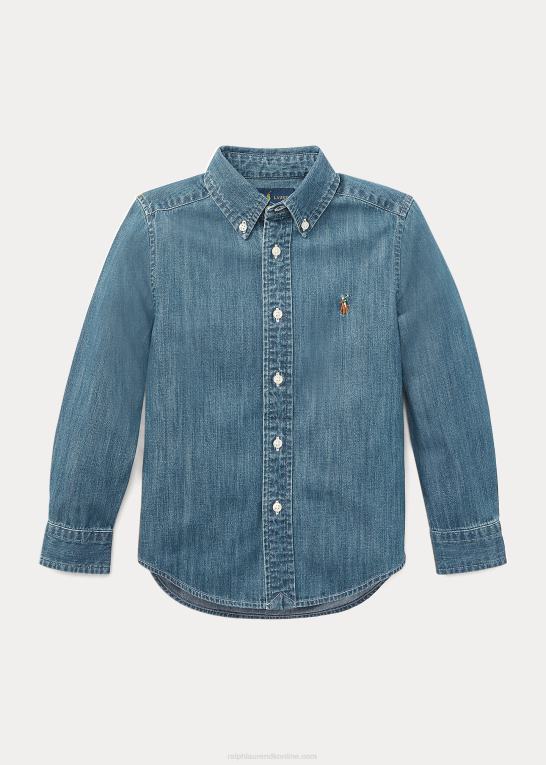 mørkeblå børn Ralph Lauren denimskjorte i bomuld Z426B5708