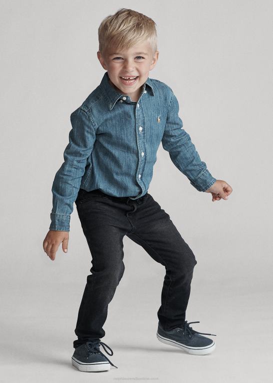 mørkeblå børn Ralph Lauren denimskjorte i bomuld Z426B5708