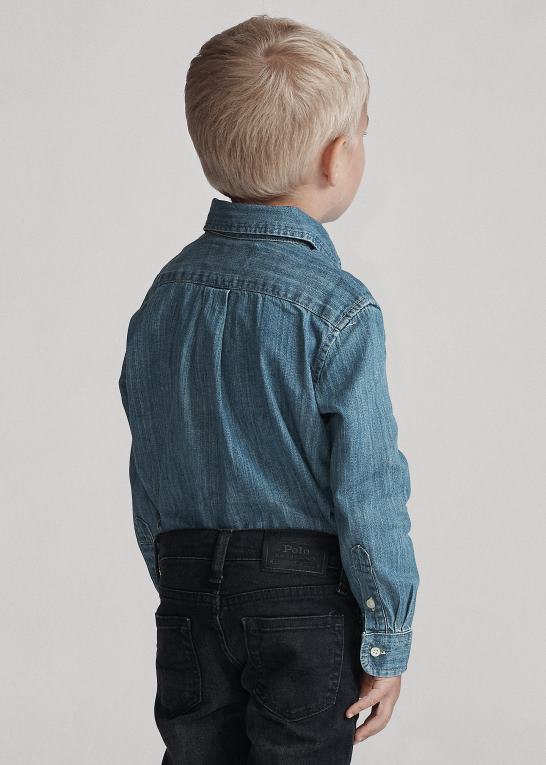 mørkeblå børn Ralph Lauren denimskjorte i bomuld Z426B5708