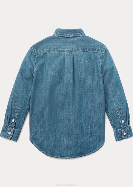 mørkeblå børn Ralph Lauren denimskjorte i bomuld Z426B5708