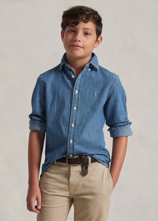 mørkeblå børn Ralph Lauren denimskjorte i bomuld Z426B6059