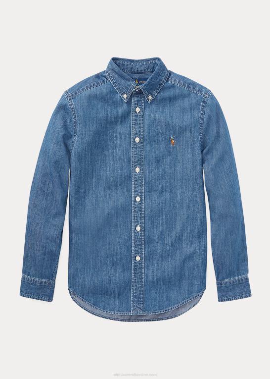 mørkeblå børn Ralph Lauren denimskjorte i bomuld Z426B6059