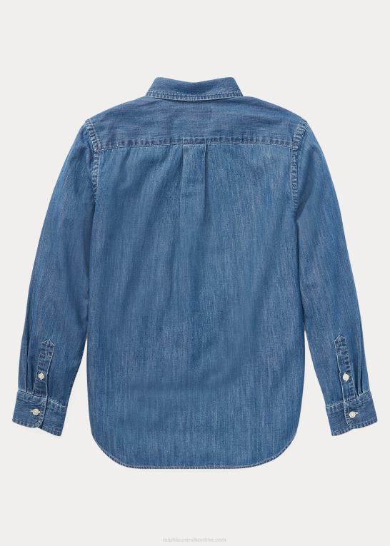 mørkeblå børn Ralph Lauren denimskjorte i bomuld Z426B6059