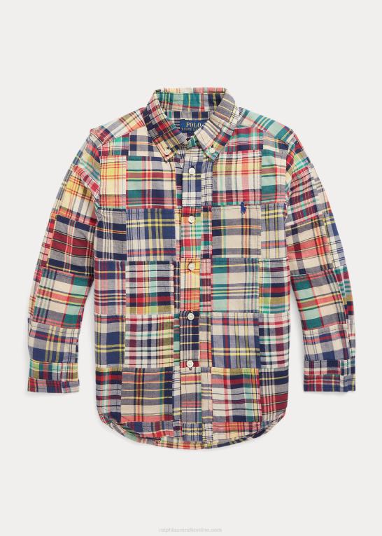 madras patchwork børn Ralph Lauren patchwork madras skjorte i bomuld Z426B6472