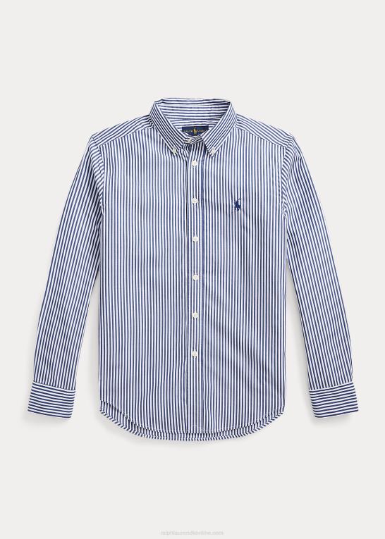 marineblå/hvid børn Ralph Lauren stribet poplinskjorte i bomuld Z426B6546