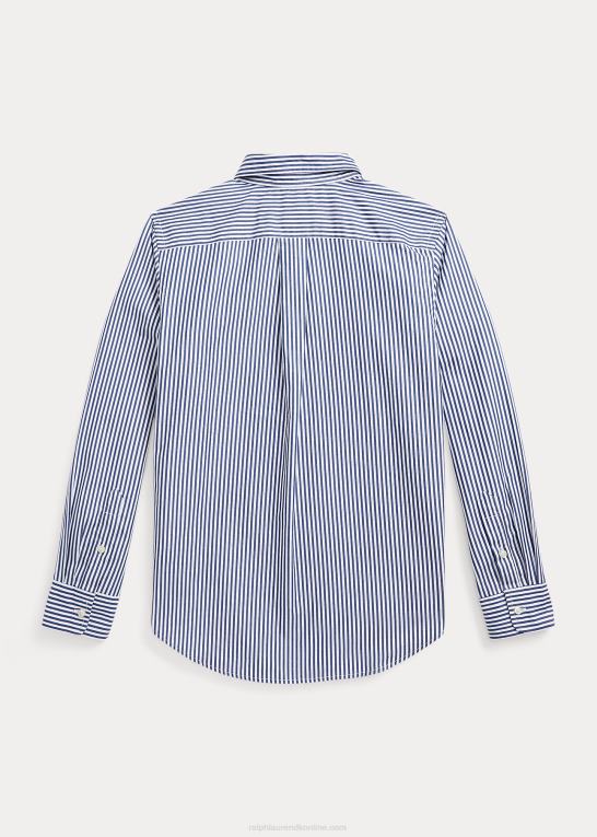marineblå/hvid børn Ralph Lauren stribet poplinskjorte i bomuld Z426B6546