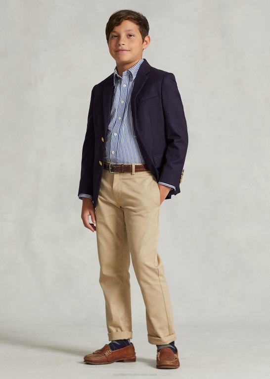 marineblå/hvid børn Ralph Lauren stribet poplinskjorte i bomuld Z426B6546