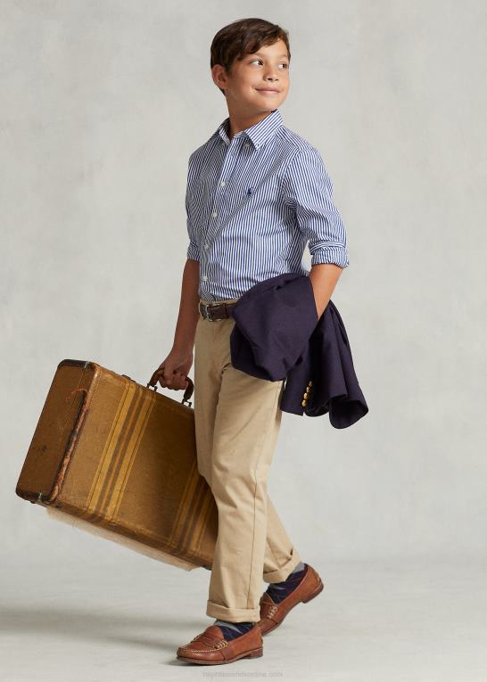 marineblå/hvid børn Ralph Lauren stribet poplinskjorte i bomuld Z426B6546