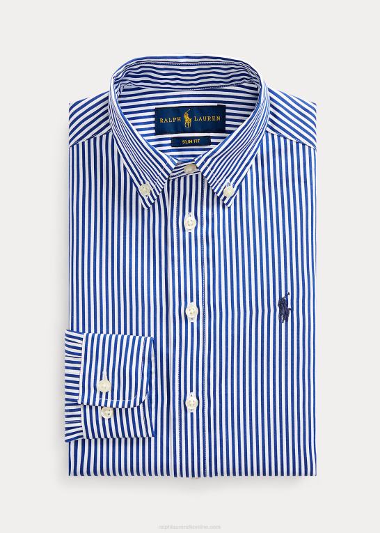 marineblå multi børn Ralph Lauren slim fit stribet bomuldsskjorte Z426B5789