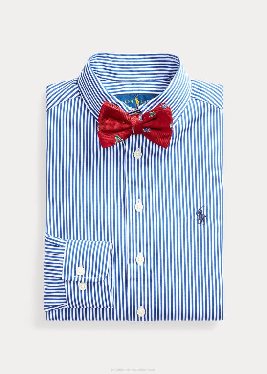 marineblå multi børn Ralph Lauren slim fit stribet bomuldsskjorte Z426B6266