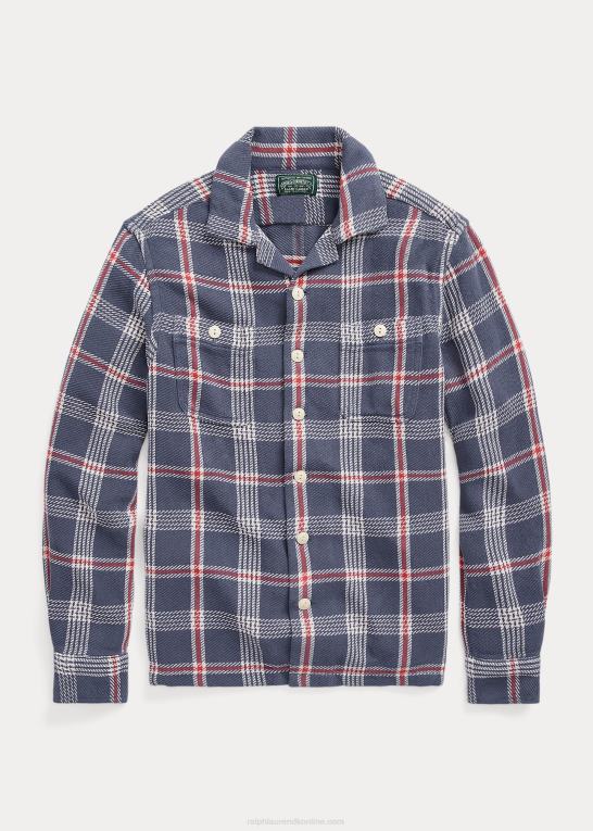marineblå/råhvid multi børn Ralph Lauren dobby camp-skjorte i madras-pløjet bomuld Z426B6191