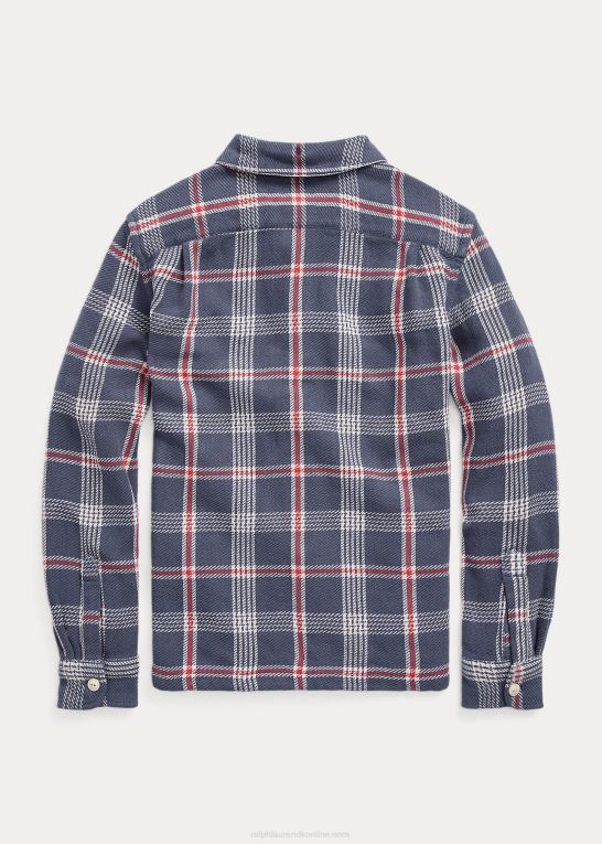 marineblå/råhvid multi børn Ralph Lauren dobby camp-skjorte i madras-pløjet bomuld Z426B6191