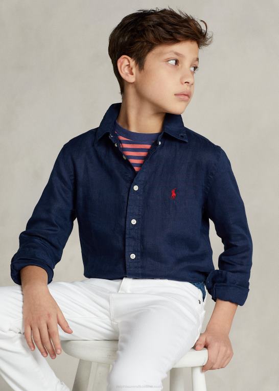newport flåde børn Ralph Lauren linned skjorte Z426B5639