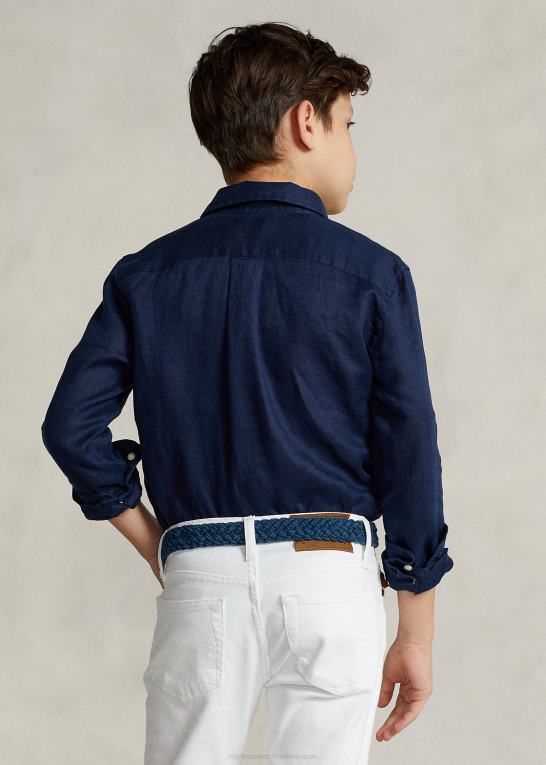 newport flåde børn Ralph Lauren linned skjorte Z426B5639