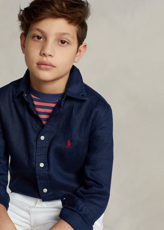 newport flåde børn Ralph Lauren linned skjorte Z426B5639