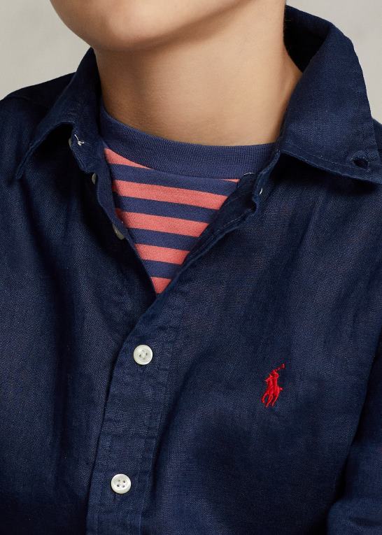 newport flåde børn Ralph Lauren linned skjorte Z426B5639