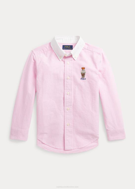 ny rose m/hvid krave børn Ralph Lauren polo bear bomuld oxford skjorte Z426B6464