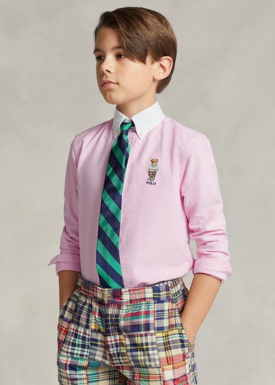 ny rose m/hvid krave børn Ralph Lauren polo bear bomuld oxford skjorte Z426B6551