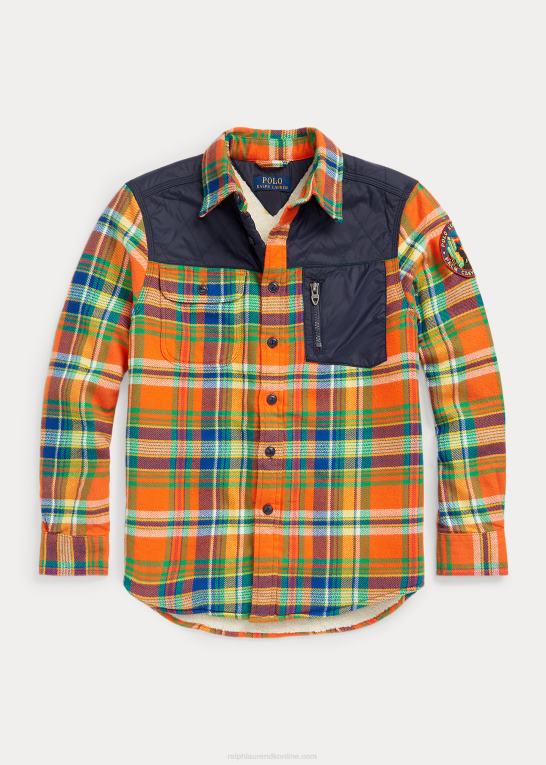 orange/kongelig mutli børn Ralph Lauren plaid fleece-foret flannel skjorte Z426B6678