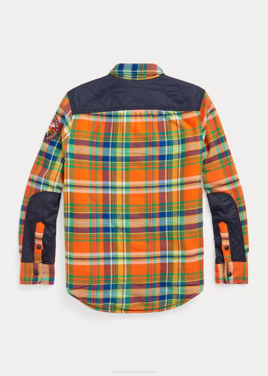 orange/kongelig mutli børn Ralph Lauren plaid fleece-foret flannel skjorte Z426B6678