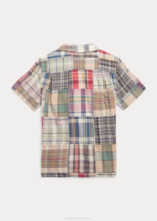 patchwork børn Ralph Lauren patchwork madras lejrskjorte i bomuld Z426B9760
