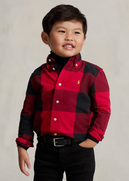 rød/sort børn Ralph Lauren oxford skjorte i bomuld til måne nytår Z426B6440