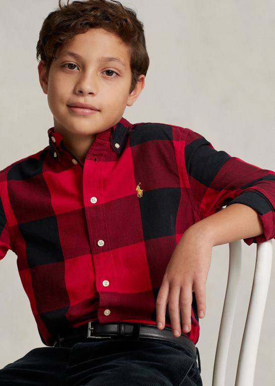 rød/sort børn Ralph Lauren oxford skjorte i bomuld til måne nytår Z426B6575