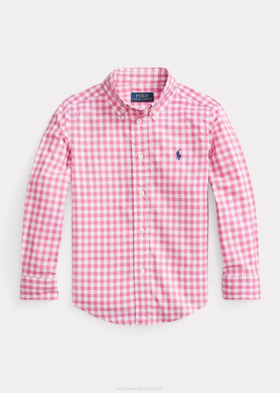 resort rose/hvid børn Ralph Lauren gingham bomuld poplin skjorte Z426B6423