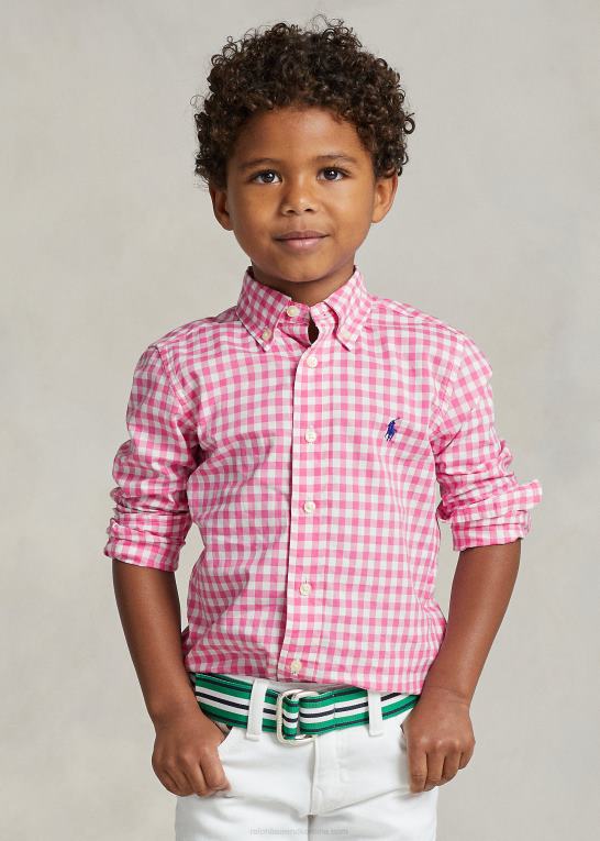 resort rose/hvid børn Ralph Lauren gingham bomuld poplin skjorte Z426B6423
