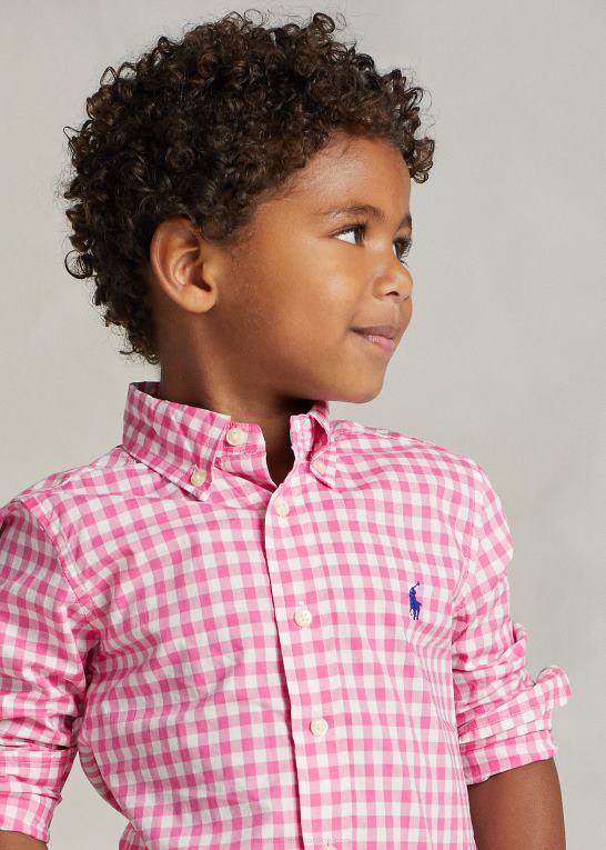 resort rose/hvid børn Ralph Lauren gingham bomuld poplin skjorte Z426B6423