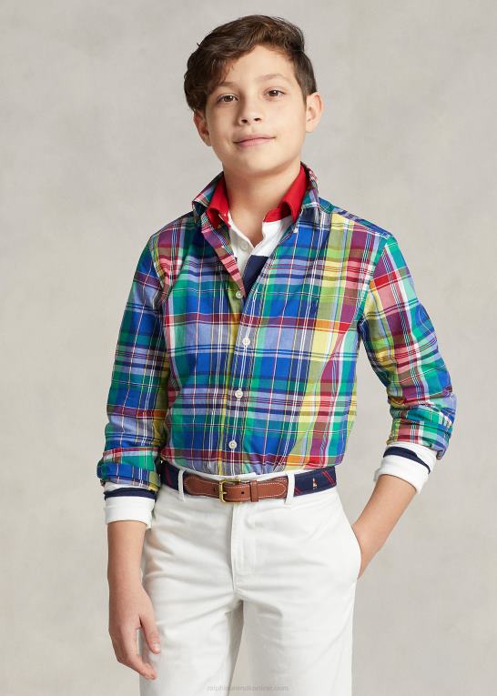 royal/marine multi børn Ralph Lauren plaid bomuld poplin skjorte Z426B6554