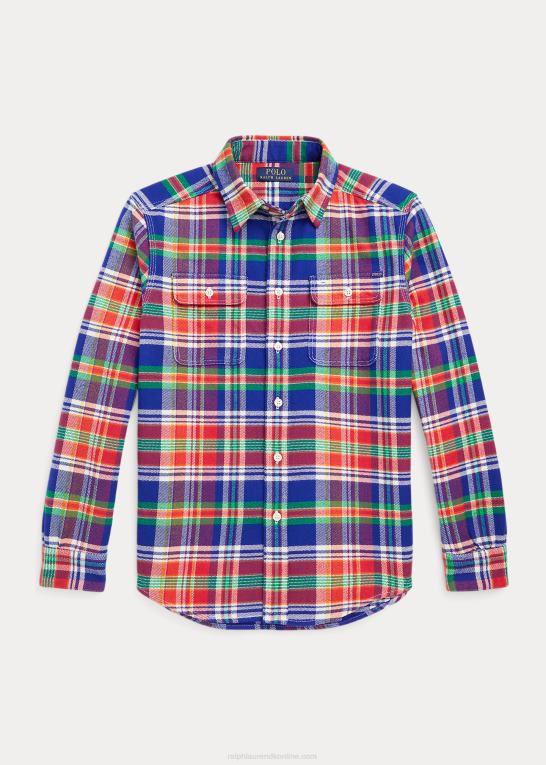 royal/rød multi børn Ralph Lauren plaid arbejdsskjorte i flannel Z426B6689