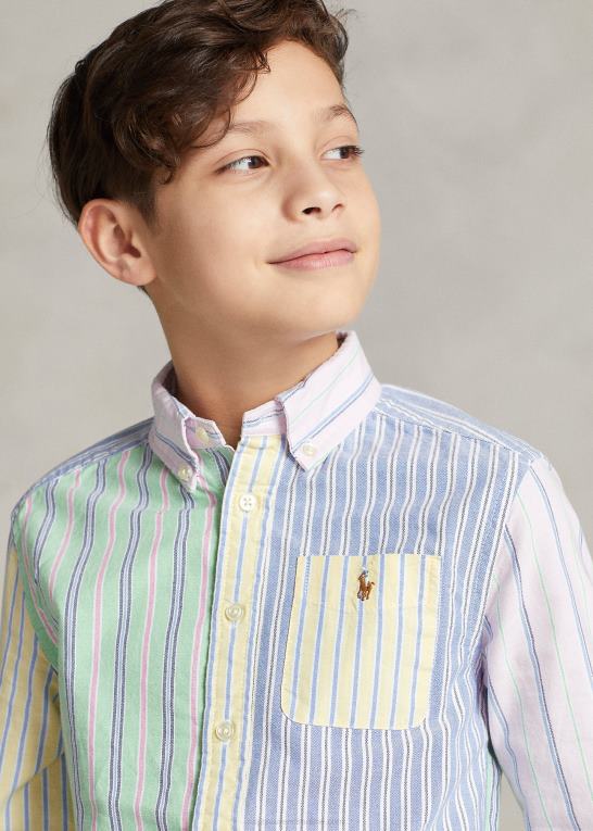 stribet funshirt børn Ralph Lauren stribet oxford sjov skjorte i bomuld Z426B6553