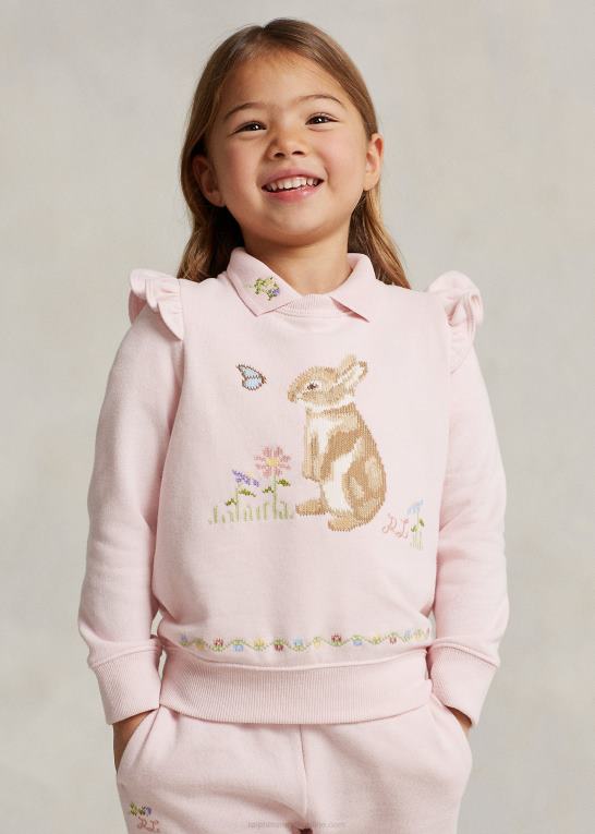antydning af pink børn Ralph Lauren måne nytår bunny fleece sweatshirt Z426B6730