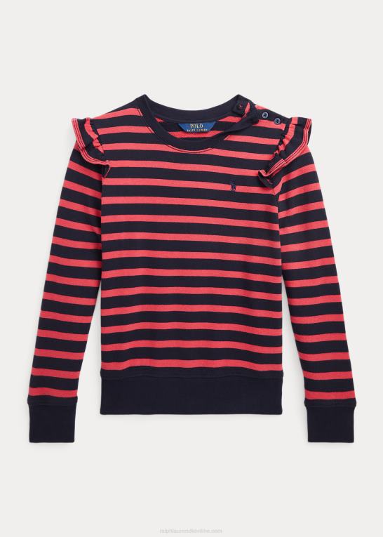 chilipeber multi børn Ralph Lauren stribet flæsetrøje i bomuldsfrotté Z426B7588